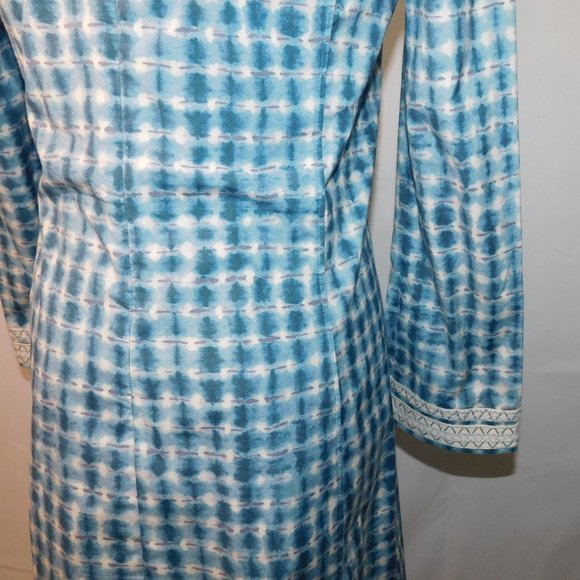 Tory Burch Blue Sonda Tie-Dye Stretch Tunic Mini Dress Size 2 Tunic Caftan Boho - Picture 9 of 13